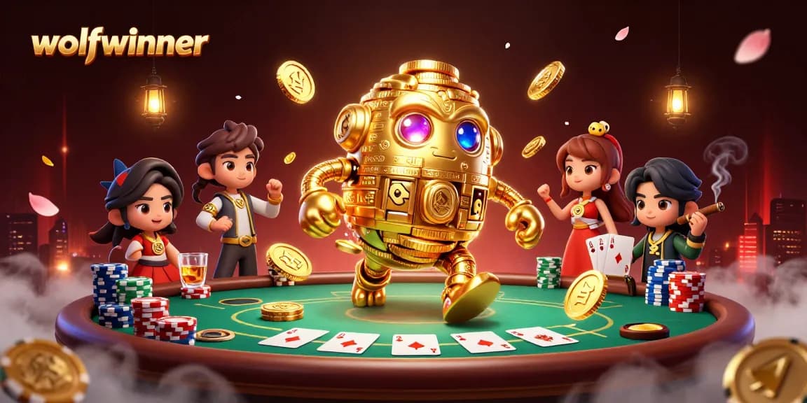 Engage in thrilling poker moments with wolfwinner's vibrant ancient golem and casino elements.